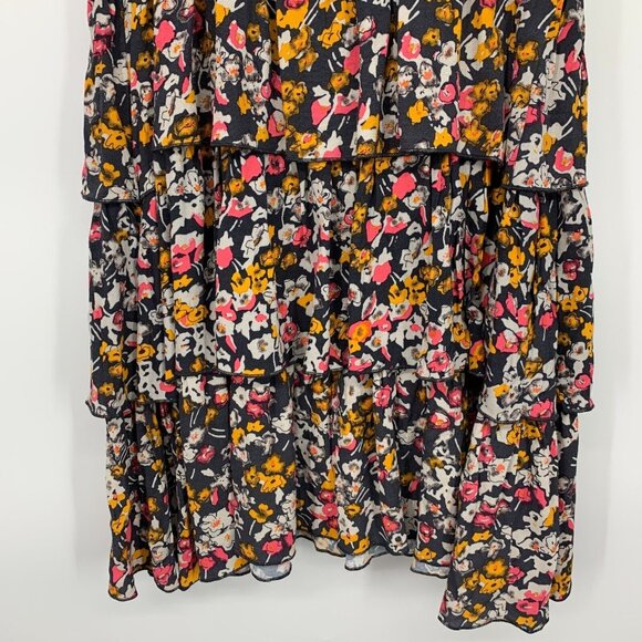 Hinge Dress Gray Floral Sleeveless Mini Tiered Ruffle - Picture 7 of 9